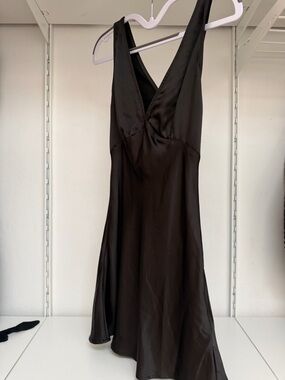 Princess Polly Black Satin V-Neck Mini Dress